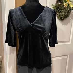 NWT XS Knox Rose V neck Elegant Black Velvet Women's Top